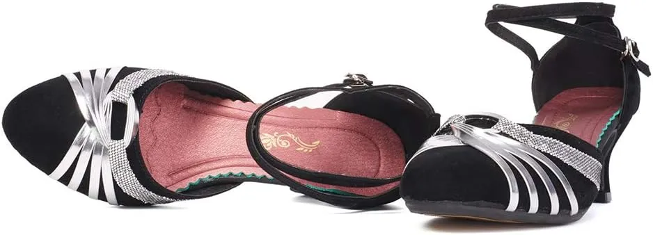 SWDZM Ballroom Dance Shoes Women Closed Toe Latin Salsa Tango Character Practice Dancing Shoes Low Heel
