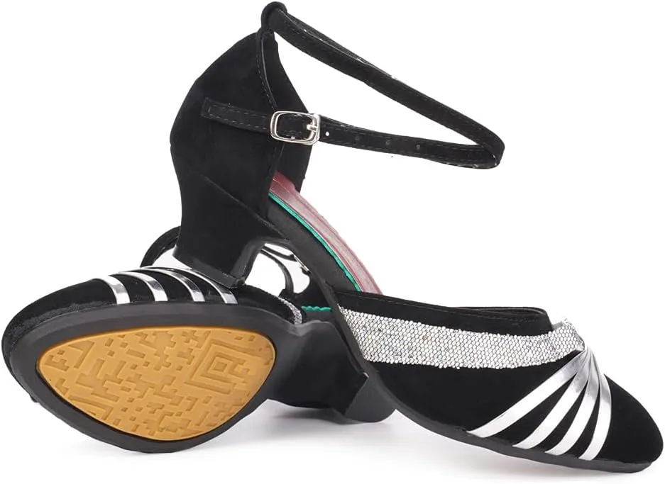 SWDZM Ballroom Dance Shoes Women Closed Toe Latin Salsa Tango Character Practice Dancing Shoes Low Heel