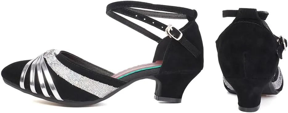 SWDZM Ballroom Dance Shoes Women Closed Toe Latin Salsa Tango Character Practice Dancing Shoes Low Heel