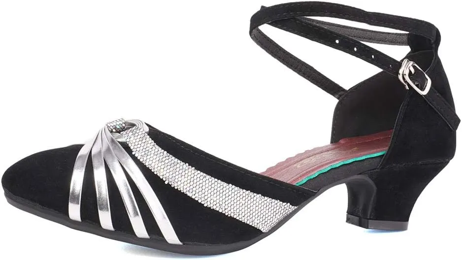 SWDZM Ballroom Dance Shoes Women Closed Toe Latin Salsa Tango Character Practice Dancing Shoes Low Heel
