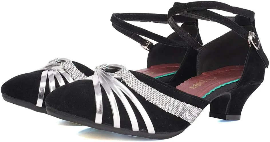 SWDZM Ballroom Dance Shoes Women Closed Toe Latin Salsa Tango Character Practice Dancing Shoes Low Heel