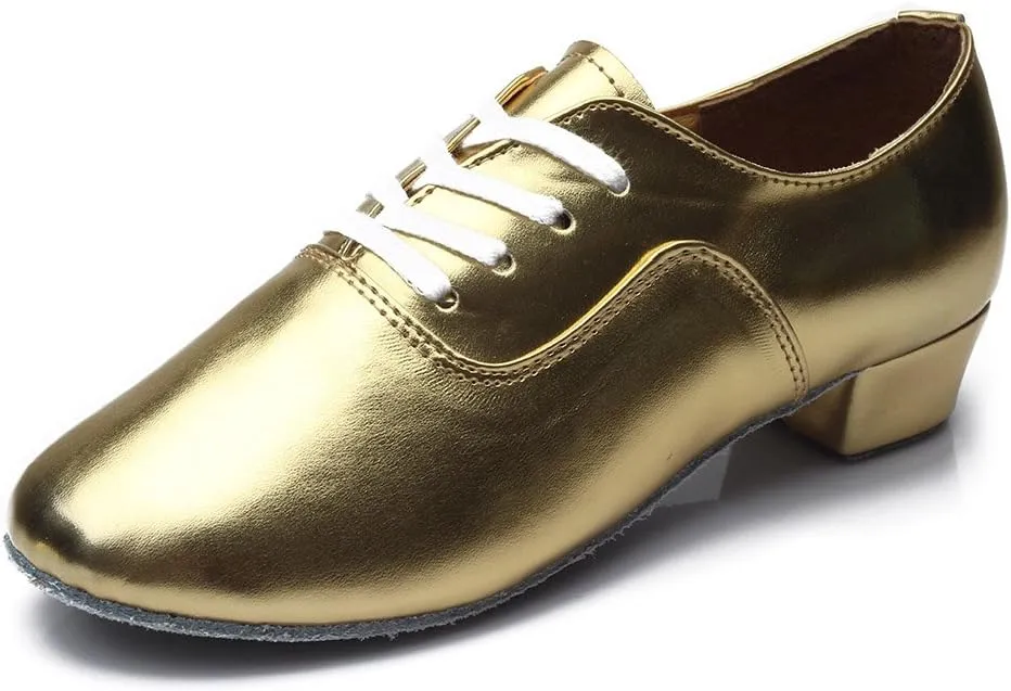 SWDZM Men Latin Dance Shoes Leather Lace-up Salsa Tango Ballroom Modern Professional Performance Practice Dance Shoes,Model 707B
