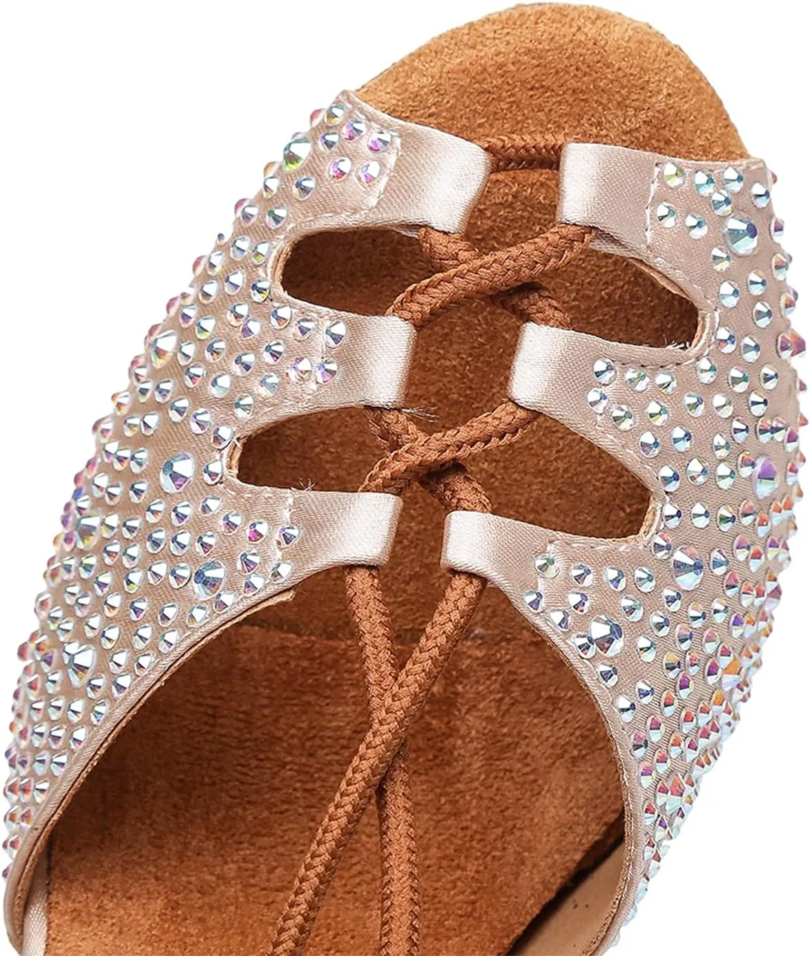 SWDZM Open Toe Dance Boots Women Latin Ballroom Lace-up Dance Shoes
