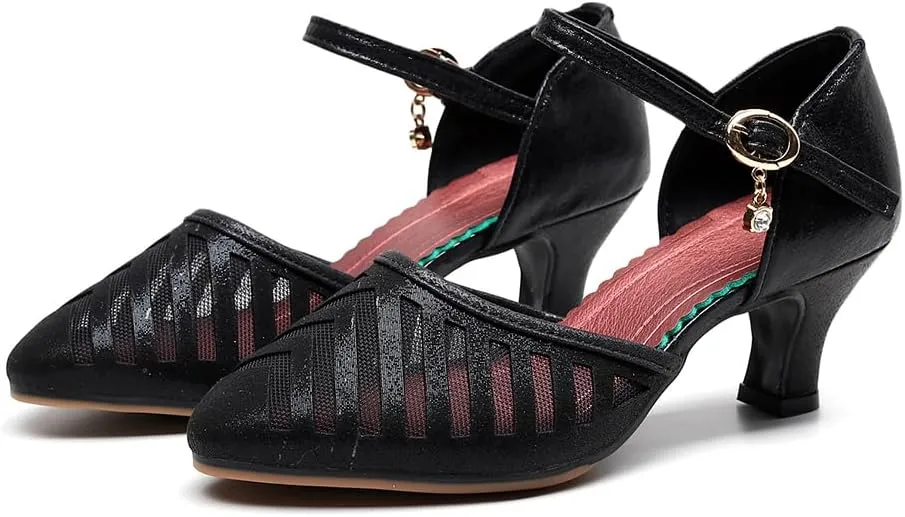 SWDZM Women Latin Dance Shoes Closed Toe Ballroom Salsa Tango Practice Performence Party Dancing Shoes,Model FT090