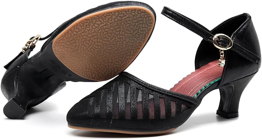 SWDZM Women Latin Dance Shoes Closed Toe Ballroom Salsa Tango Practice Performence Party Dancing Shoes,Model FT090