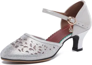 SWDZM Women Latin Dance Shoes Closed Toe Ballroom Salsa Tango Practice Performence Party Dancing Shoes,Model FT090