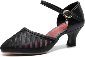 SWDZM Women Latin Dance Shoes Closed Toe Ballroom Salsa Tango Practice Performence Party Dancing Shoes,Model FT090