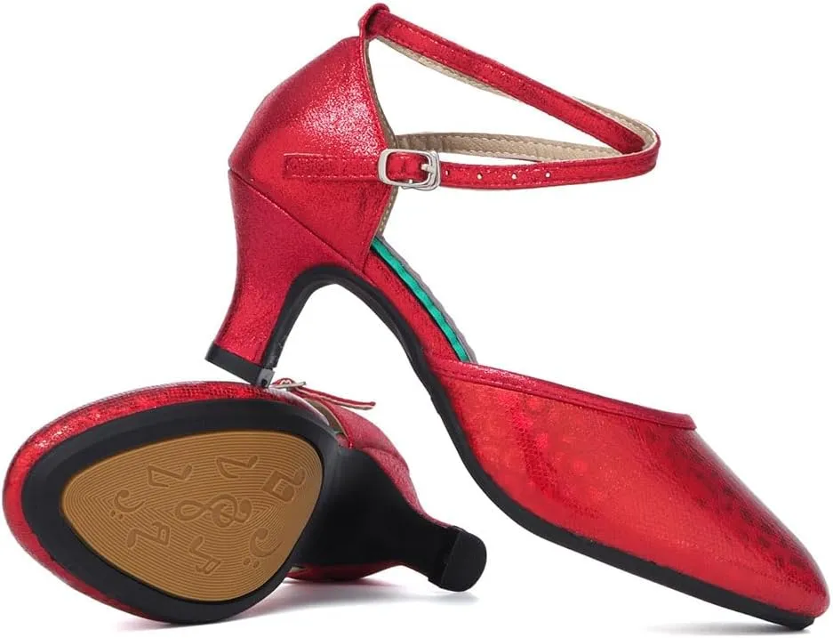 SWDZM Womens Ballroom Dance Shoes Closed Toe Latin Salsa Character Tango Practice Dancing Shoes