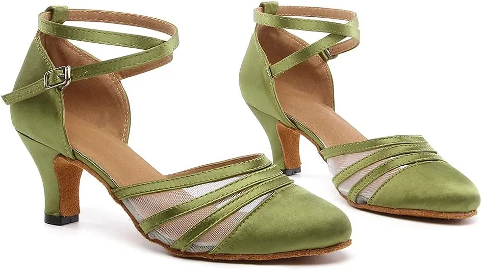 SWDZM Women's Ballroom Dance Shoes Closed Toe Latin Salsa Tango Character Dance Shoes Low Heel