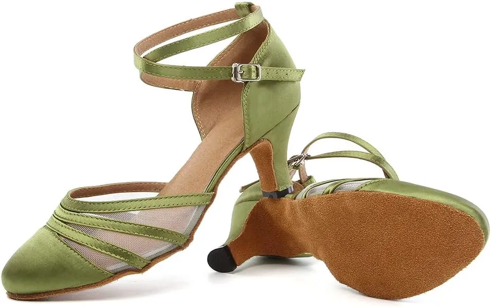 SWDZM Women's Ballroom Dance Shoes Closed Toe Latin Salsa Tango Character Dance Shoes Low Heel