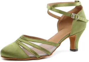 SWDZM Women's Ballroom Dance Shoes Closed Toe Latin Salsa Tango Character Dance Shoes Low Heel