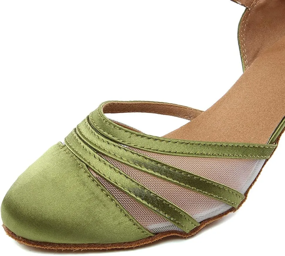 SWDZM Women's Ballroom Dance Shoes Closed Toe Latin Salsa Tango Character Dance Shoes Low Heel