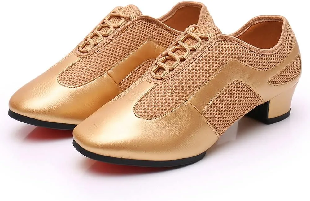 SWDZM Women's Ballroom Dance Shoes Lace-up Closed Toe Latin Modern Sala Performance Dance Practice Teaching Shoes,Model WDL-K1