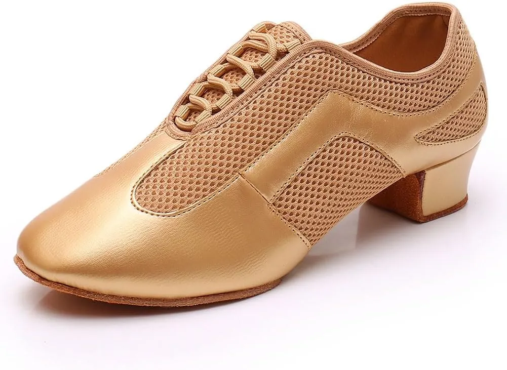 SWDZM Women's Ballroom Dance Shoes Lace-up Closed Toe Latin Modern Sala Performance Dance Practice Teaching Shoes,Model WDL-K1
