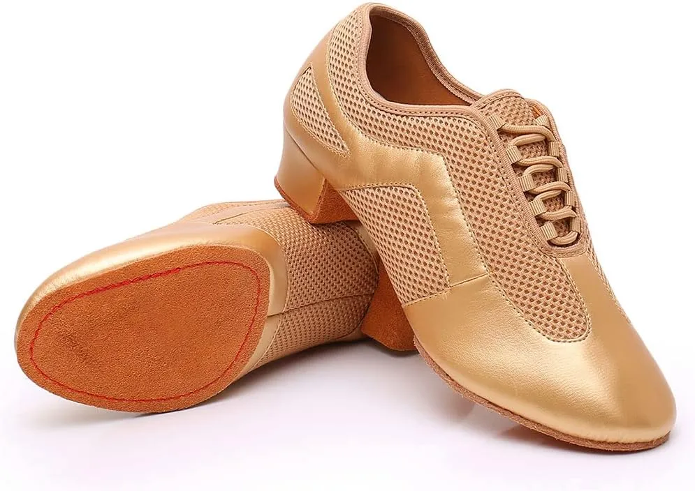 SWDZM Women's Ballroom Dance Shoes Lace-up Closed Toe Latin Modern Sala Performance Dance Practice Teaching Shoes,Model WDL-K1