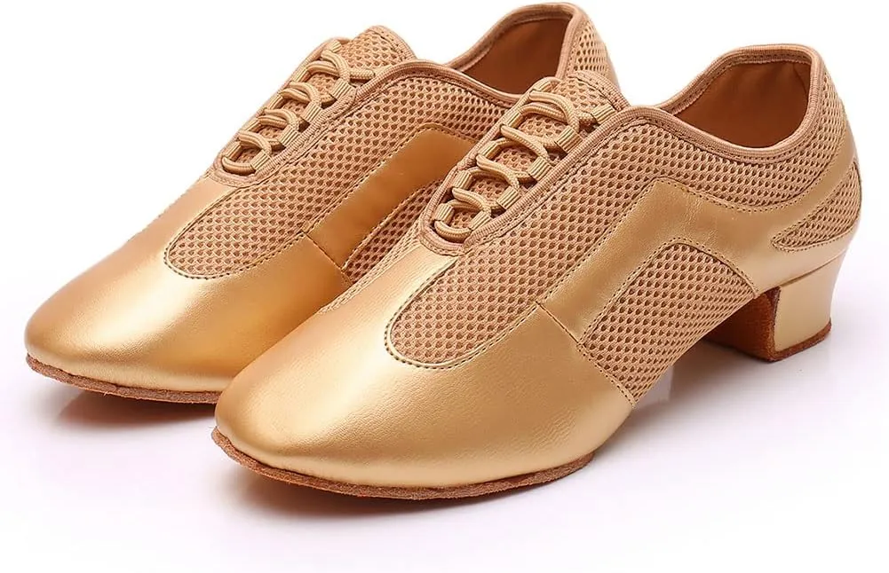 SWDZM Women's Ballroom Dance Shoes Lace-up Closed Toe Latin Modern Sala Performance Dance Practice Teaching Shoes,Model WDL-K1