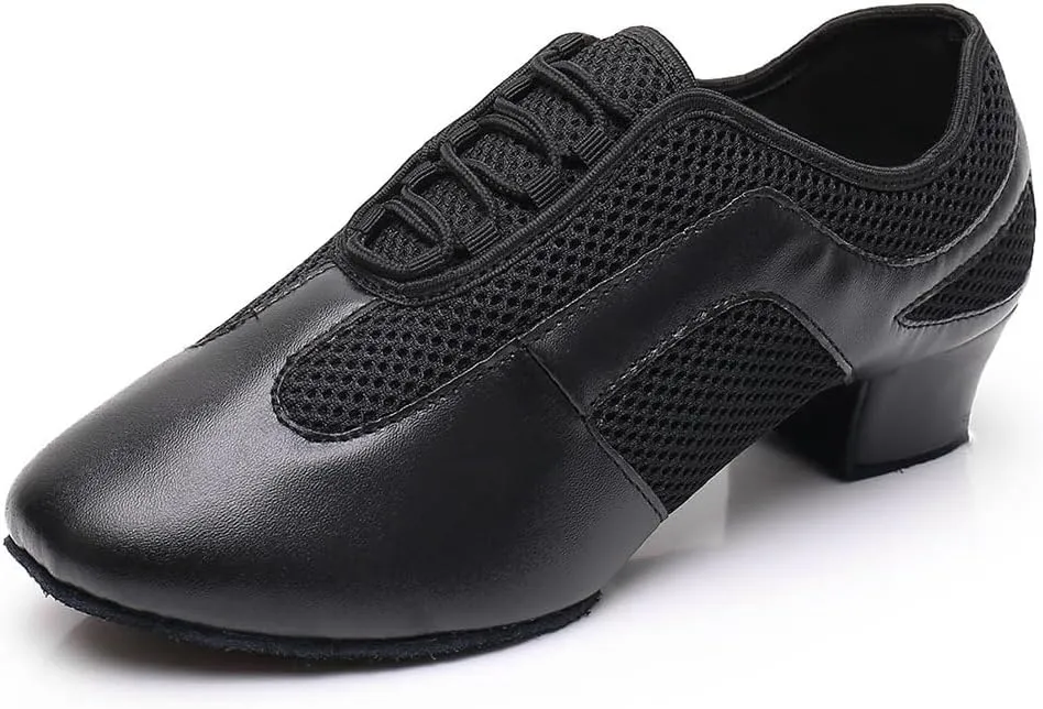 SWDZM Women's Ballroom Dance Shoes Lace-up Closed Toe Latin Modern Sala Performance Dance Practice Teaching Shoes,Model WDL-K1