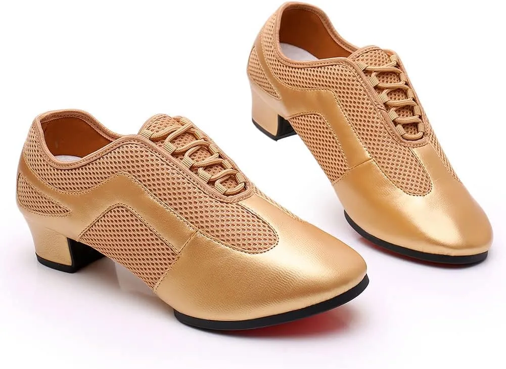SWDZM Women's Ballroom Dance Shoes Lace-up Closed Toe Latin Modern Sala Performance Dance Practice Teaching Shoes,Model WDL-K1