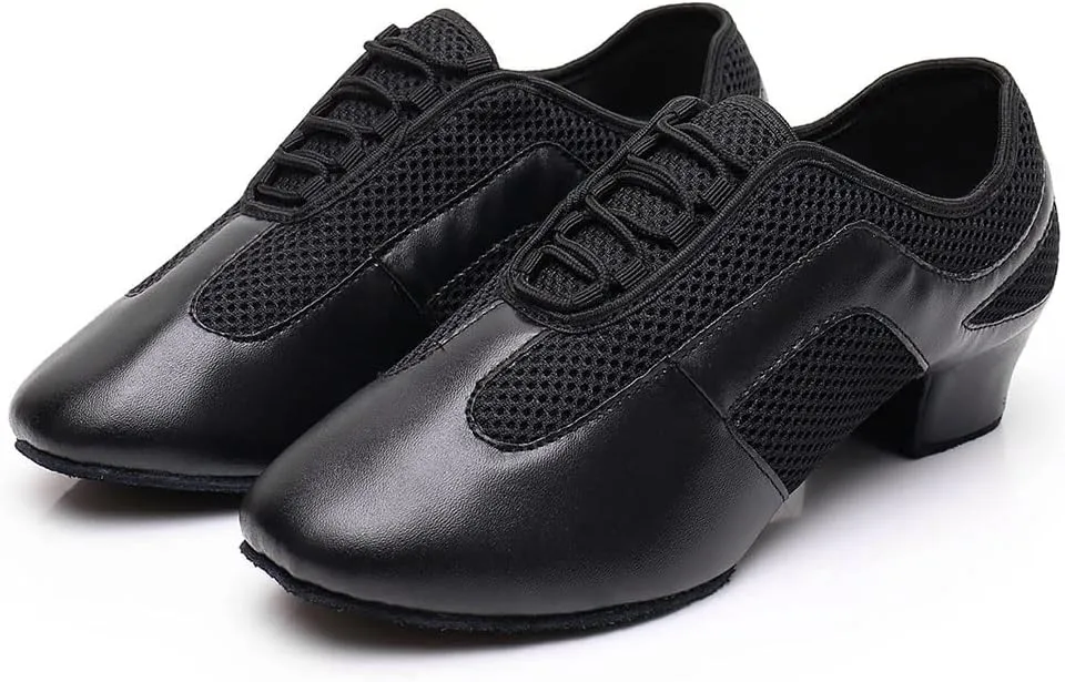 SWDZM Women's Ballroom Dance Shoes Lace-up Closed Toe Latin Modern Sala Performance Dance Practice Teaching Shoes,Model WDL-K1