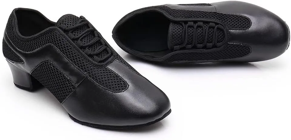 SWDZM Women's Ballroom Dance Shoes Lace-up Closed Toe Latin Modern Sala Performance Dance Practice Teaching Shoes,Model WDL-K1