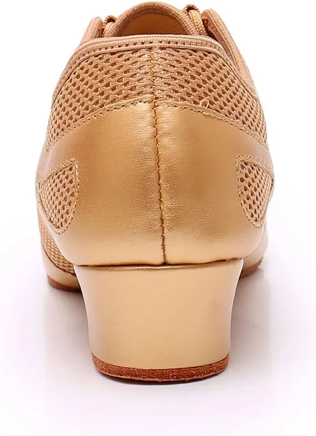 SWDZM Women's Ballroom Dance Shoes Lace-up Closed Toe Latin Modern Sala Performance Dance Practice Teaching Shoes,Model WDL-K1