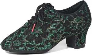 SWDZM Women's Ballroom Dance Shoes Lace-up Closed Toe Latin Modern Sala Performance Dance Practice Teaching Shoes,Model WDL-K1