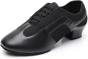 SWDZM Women's Ballroom Dance Shoes Lace-up Closed Toe Latin Modern Sala Performance Dance Practice Teaching Shoes,Model WDL-K1