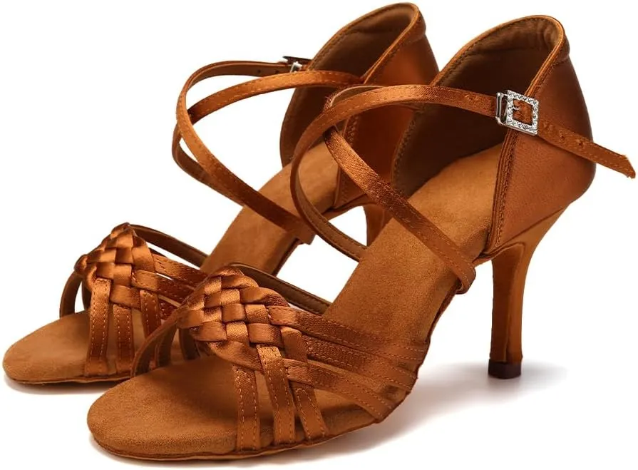 SWDZM Womens Latin Dance Shoes Suede Sole Ballroom Salsa Practice Dancing Shoes