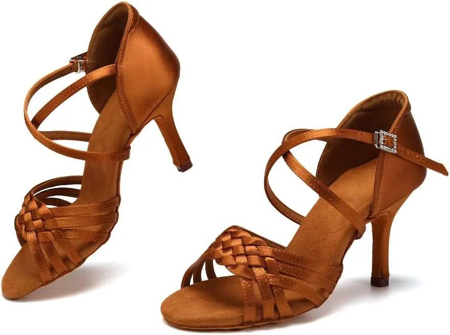 SWDZM Womens Latin Dance Shoes Suede Sole Ballroom Salsa Practice Dancing Shoes