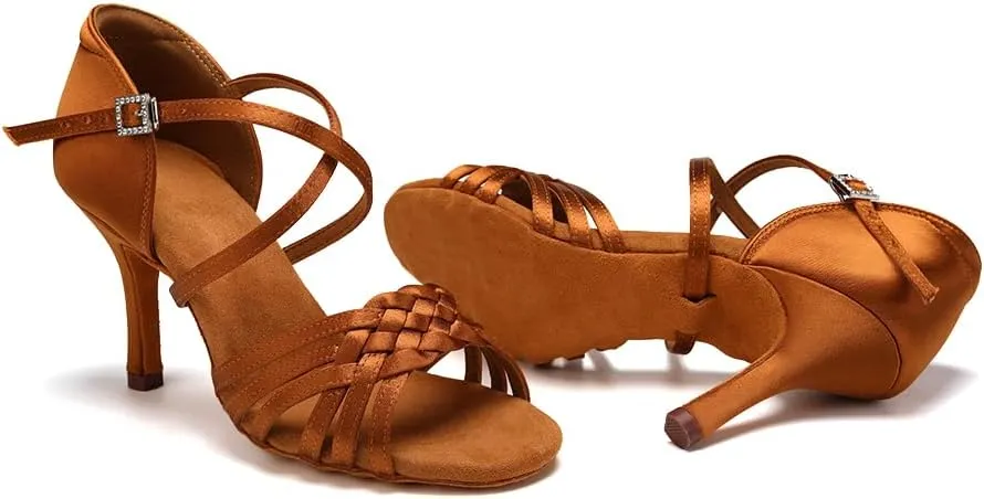 SWDZM Womens Latin Dance Shoes Suede Sole Ballroom Salsa Practice Dancing Shoes