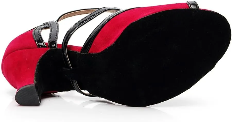 SWDZM Women's Open Toe Ballroom Dance Shoes Latin Salsa Chacha Performance Dancing Shoes