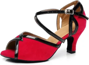 SWDZM Women's Open Toe Ballroom Dance Shoes Latin Salsa Chacha Performance Dancing Shoes