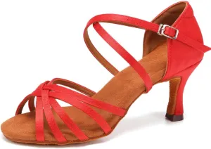 SWDZM Women's Satin Latin Dance Shoes Ballroom Salsa Waltz Performance Practice Dancing Shoes