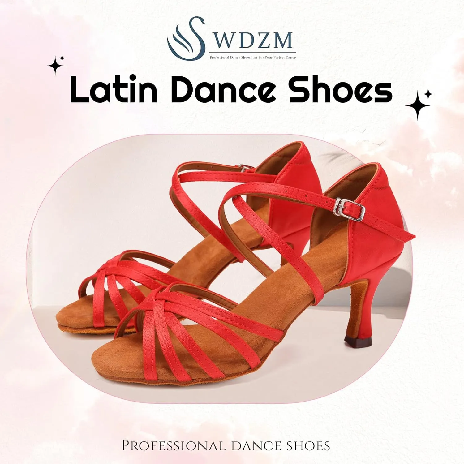 SWDZM Women's Satin Latin Dance Shoes Ballroom Salsa Waltz Performance Practice Dancing Shoes