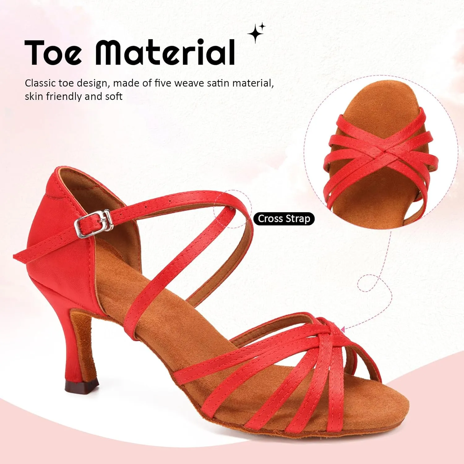 SWDZM Women's Satin Latin Dance Shoes Ballroom Salsa Waltz Performance Practice Dancing Shoes