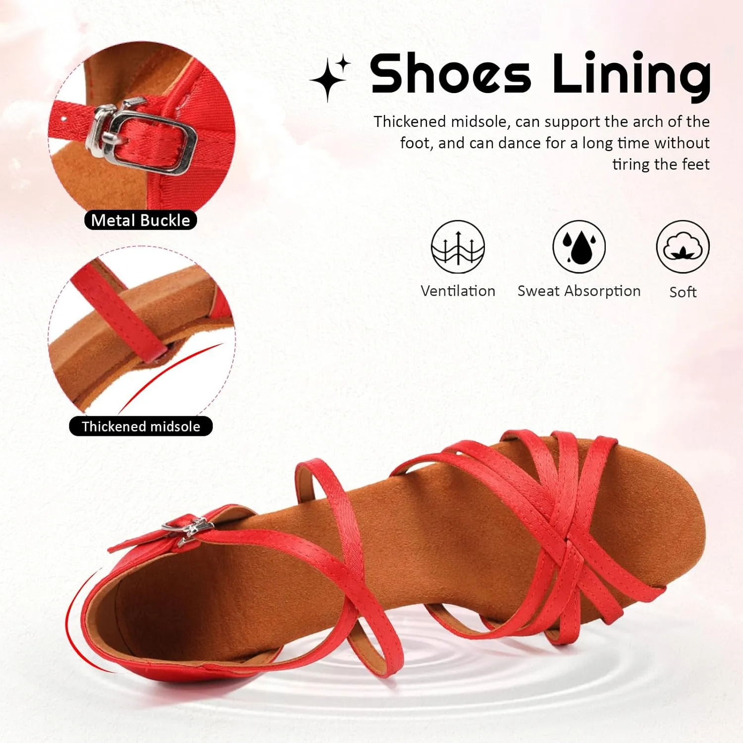 SWDZM Women's Satin Latin Dance Shoes Ballroom Salsa Waltz Performance Practice Dancing Shoes