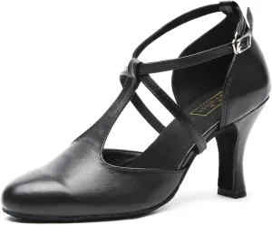 T-Strap Ballroom Dance Shoes for Women's Salsa Latin Tango Wedding Party