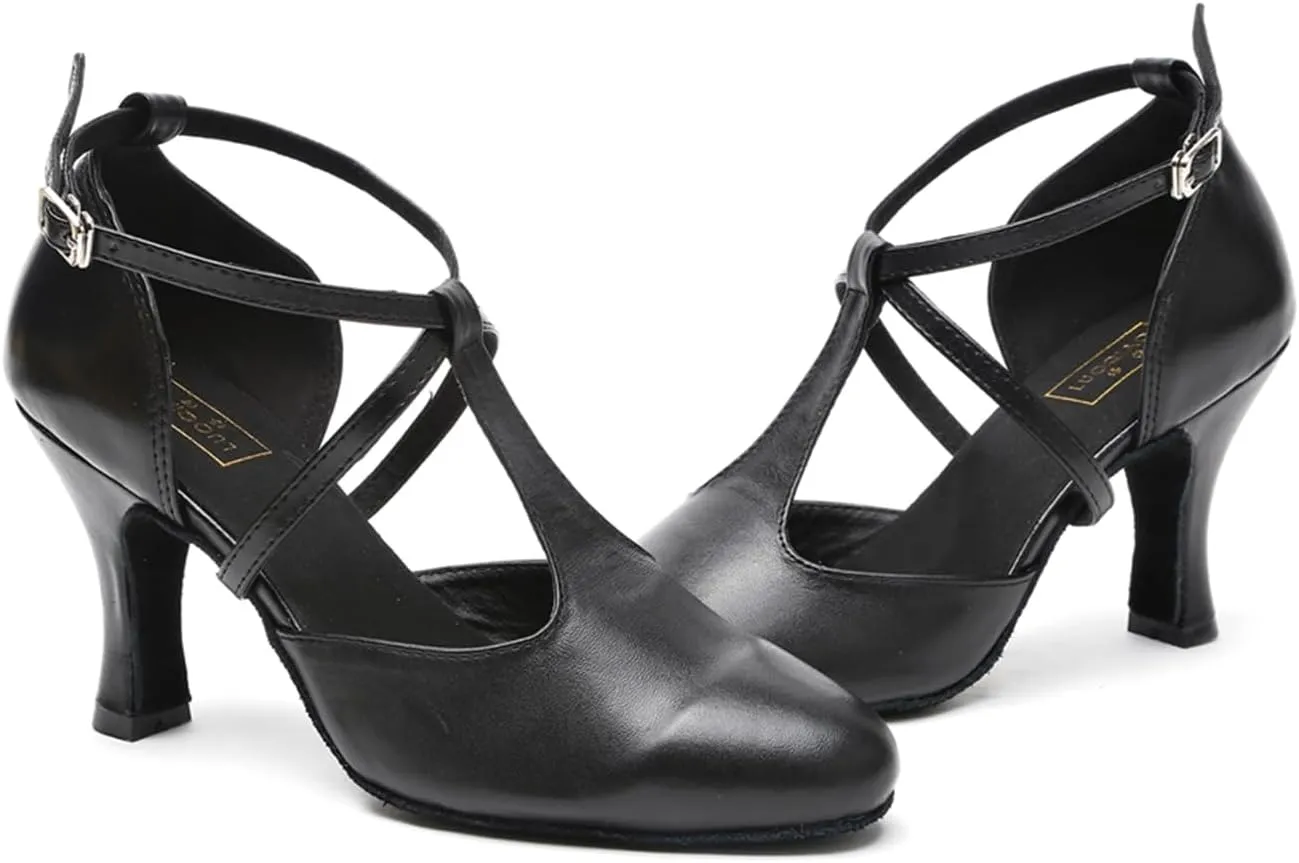 T-Strap Ballroom Dance Shoes for Women's Salsa Latin Tango Wedding Party