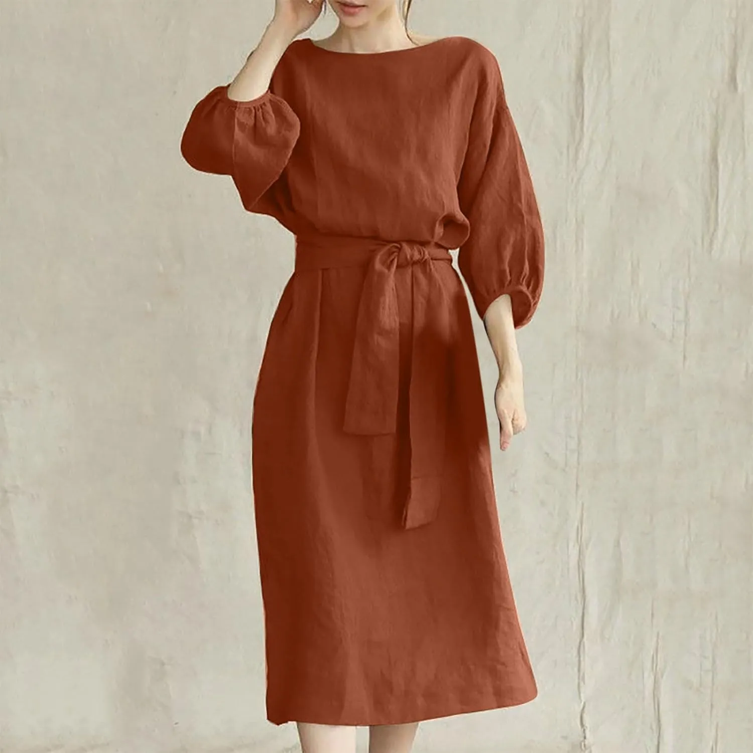 TARIENDY Women Casual Dresses Summer Lace Up Dress Plus Size Plain Lounge Dress Loose Fit Comfy Midi Dresses 2025 Trendy