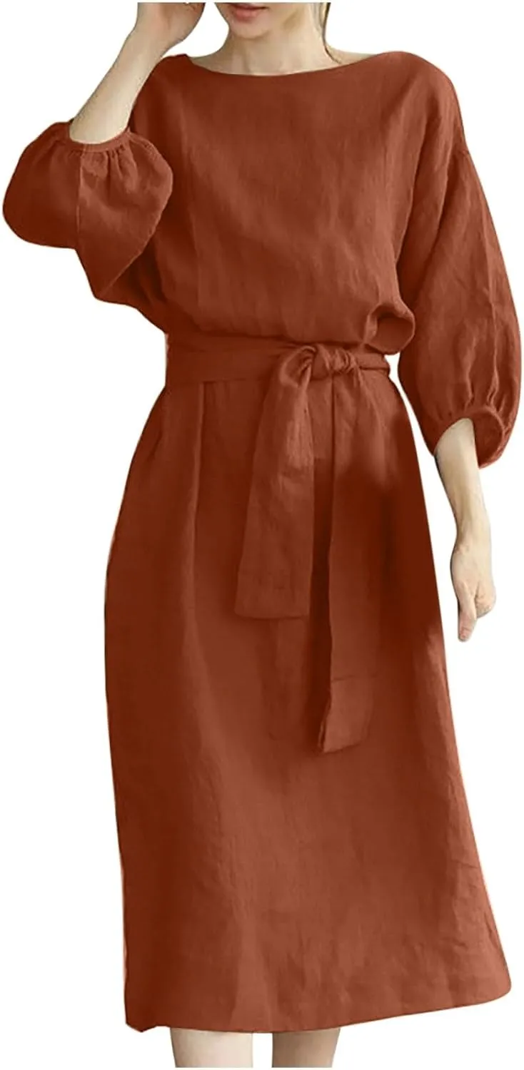 TARIENDY Women Casual Dresses Summer Lace Up Dress Plus Size Plain Lounge Dress Loose Fit Comfy Midi Dresses 2025 Trendy