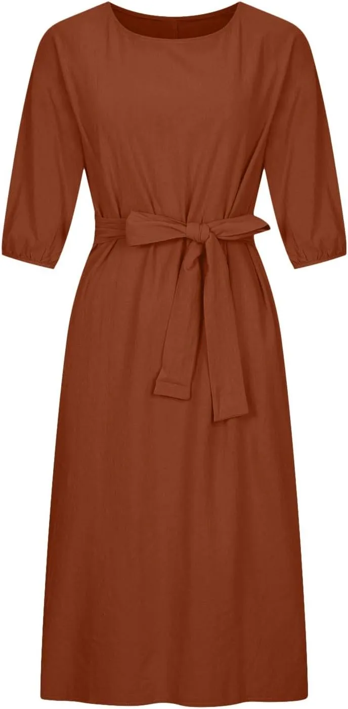 TARIENDY Women Casual Dresses Summer Lace Up Dress Plus Size Plain Lounge Dress Loose Fit Comfy Midi Dresses 2025 Trendy