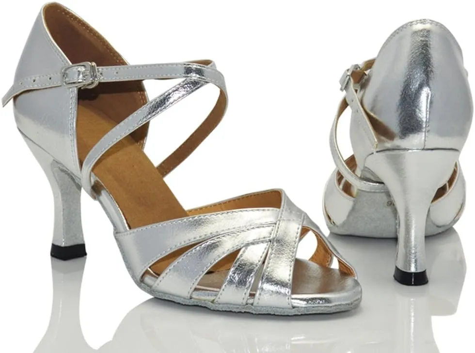 TDA Women's Comfort Ankle strap Fashion Strappy Salsa Tango Ballroom Latin Dance Shoes