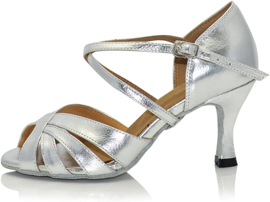 TDA Women's Comfort Ankle strap Fashion Strappy Salsa Tango Ballroom Latin Dance Shoes