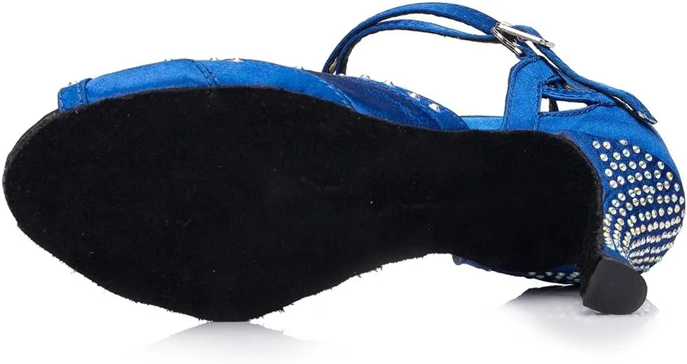TDA Womens Fashion Ankle Wrap Crystals Satin Latin Modern Salsa Tango Ballroom Wedding Dance Shoes