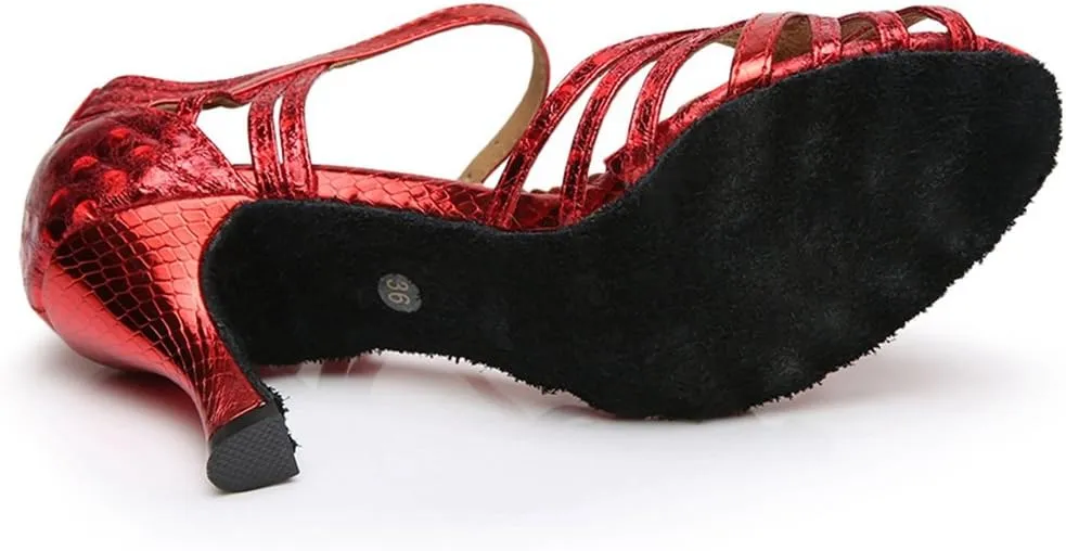 TDA Women's Fashion Single Strap Stiletto High Heel Latin Salsa Ballroom Dance Shoes