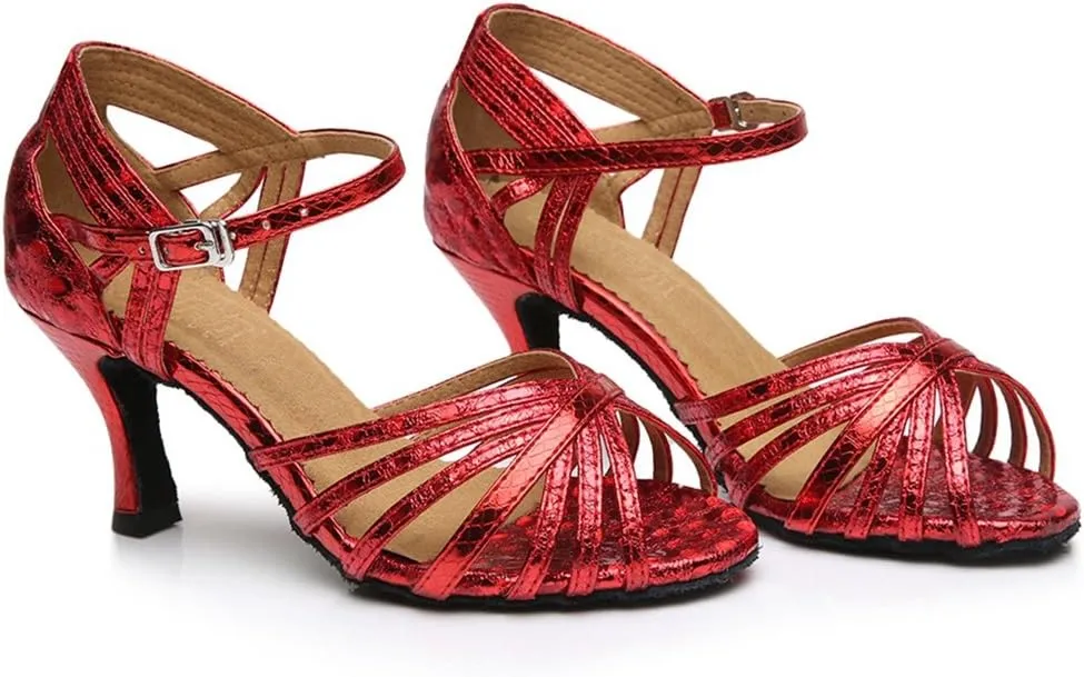TDA Women's Fashion Single Strap Stiletto High Heel Latin Salsa Ballroom Dance Shoes