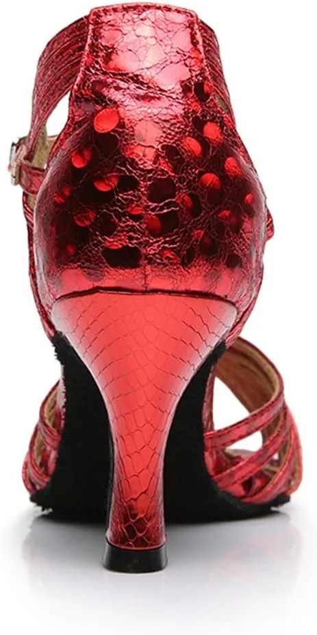 TDA Women's Fashion Single Strap Stiletto High Heel Latin Salsa Ballroom Dance Shoes
