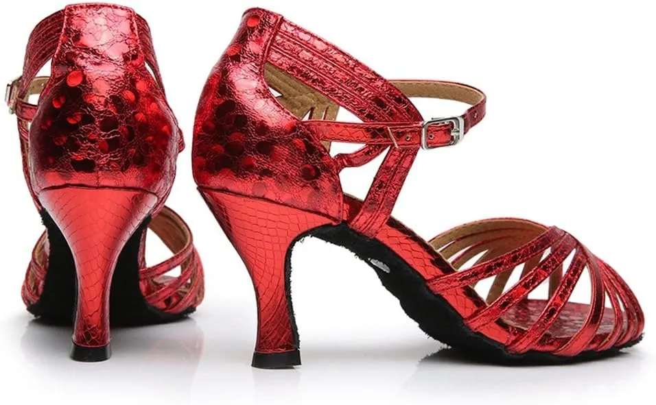 TDA Women's Fashion Single Strap Stiletto High Heel Latin Salsa Ballroom Dance Shoes