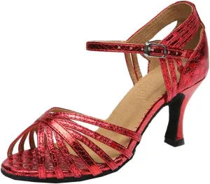 TDA Women's Fashion Single Strap Stiletto High Heel Latin Salsa Ballroom Dance Shoes