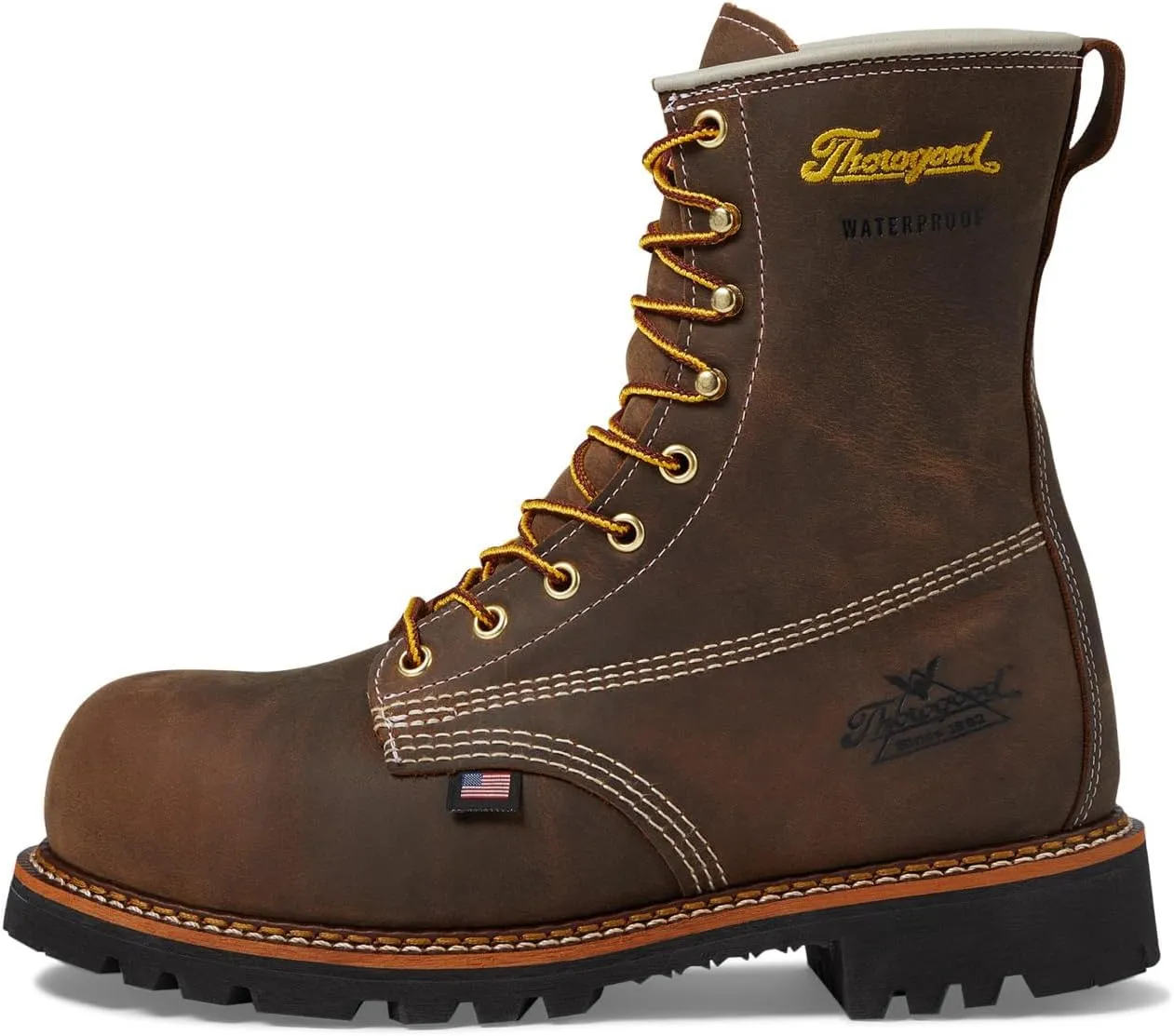 Thorogood American Legacy Series 8" Crazyhorse Nano Toe Waterproof Leather Work Boots for Men with Slip-Resistant Outsole